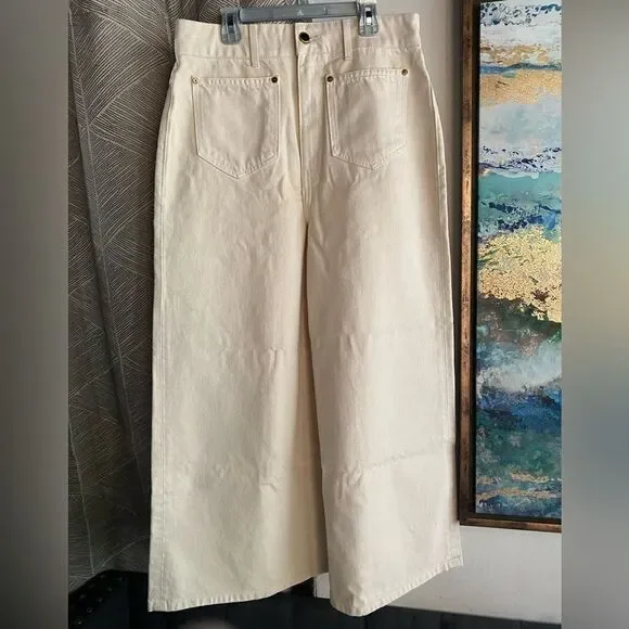 KHAITE Aiden Jean Womens Size 31 Ivory Rigid Pockets High Waist Cotton NWT - Picture 5 of 16